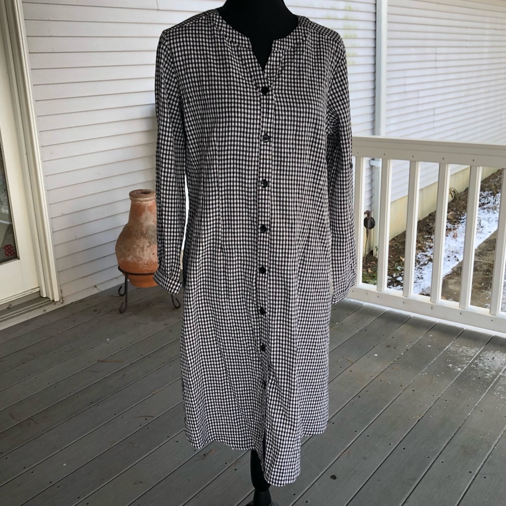 Black Checkered Button Down Dress - image 3